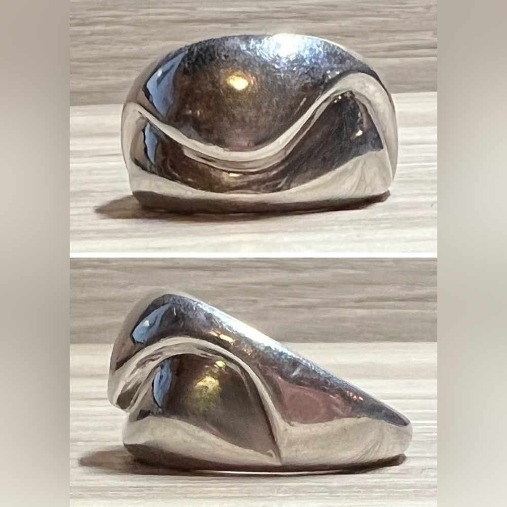 Modernist Italian Sterling Silver Puffy Sculpted Electroform Ring, Size 8